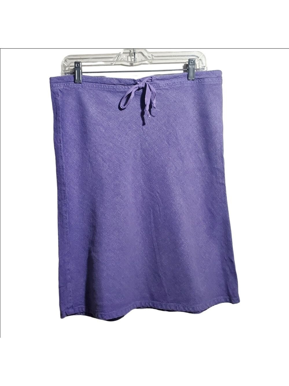 Purple A-Line Midi Hemp Skirt for Women with Drawstring Waist Size SM  --  EUC